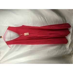 Quince Pink Tiered V-Neck Sleeveless Maxi Dress